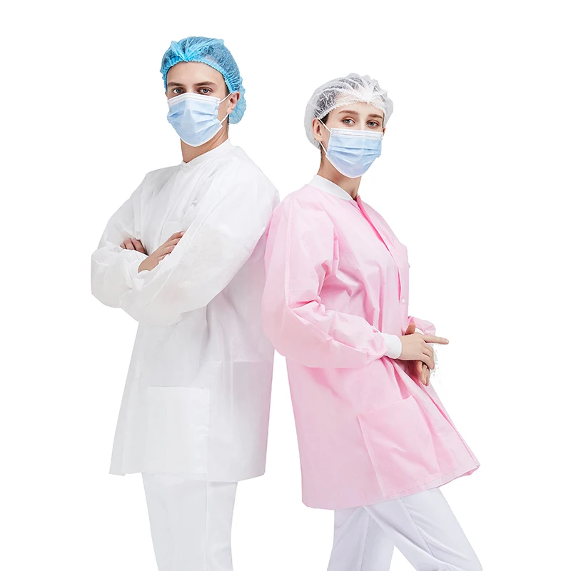 Top Quality Sanitary Smock 40 GSM Suits Examination Sterile Uniform Sterile Waterproof White Uniform Lab Disposable