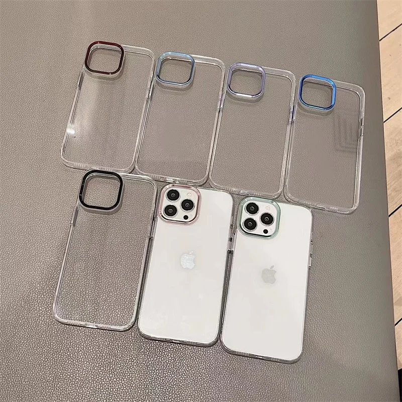 aluminum metal frame lens protection clear acrylic case for iphone 13 pro max