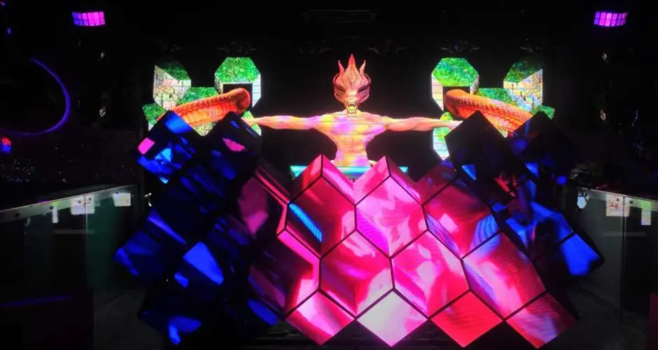 Крытый 3D видео DJ стенд светодиодный экран для событий цифровой изогнутый Стенд настольный фасадный дисплей