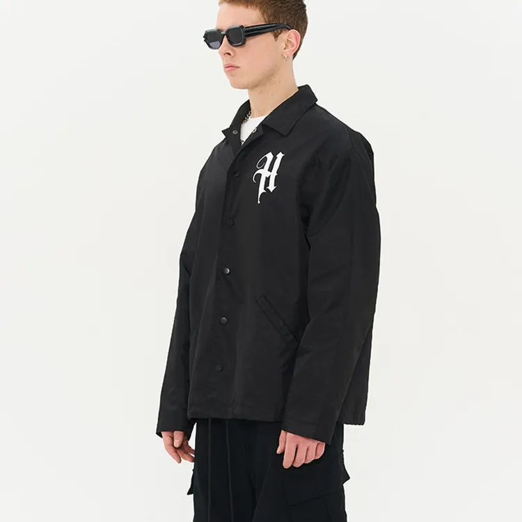 OEM Custom wholesale Loose Long Sleeve Button mens wear Coats 100% polyester printing Casual men Jacket