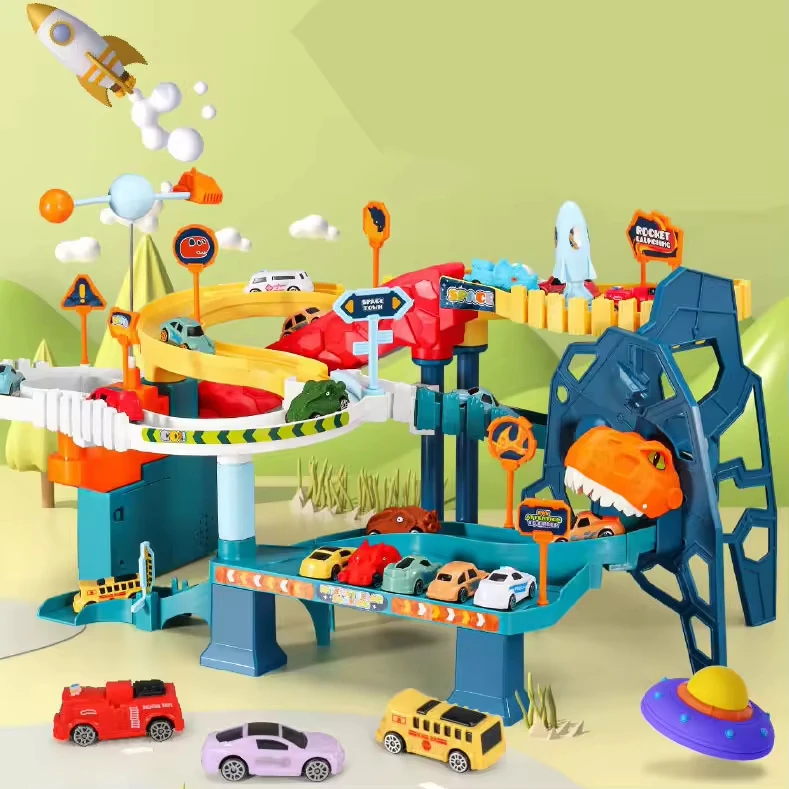 Hot Selling In Europe And America Boys Slot Car Race Track Sets Dinosaur Racing Track Car Adventure Toys