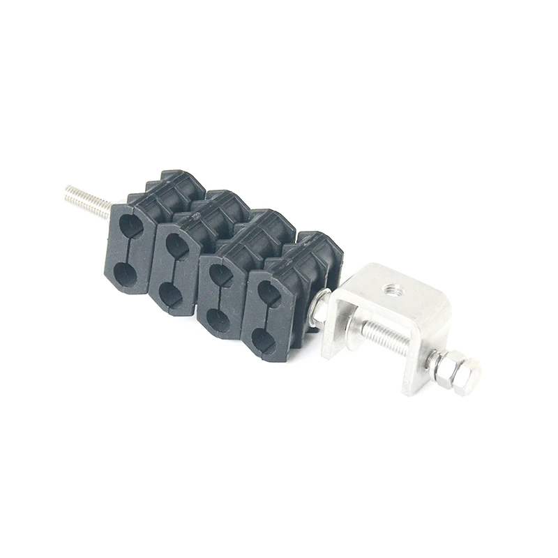 1/2 4 Ways Twin Coaxial Cable Clamp Two Holes 4 Stacks Double Feeder Clamp For Feeder Cable