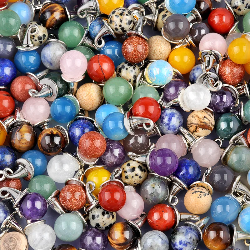 Bestone Crystal Suppliers Natural Stone Crystal DIY Ornaments 12mm One-Hole Ball Bead with Witch Hat for Halloween and Christmas