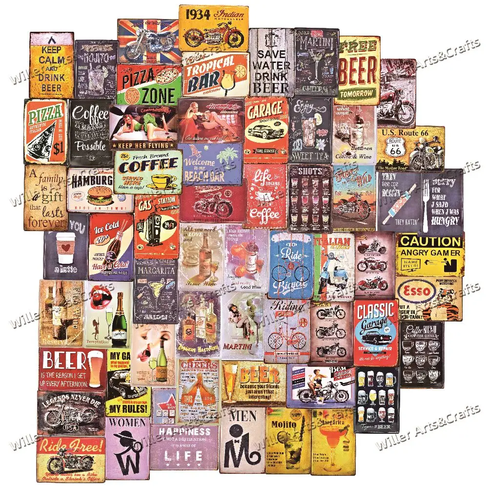 Wholesale Custom Design Embossed Metal Signs Vintage Metal Wall Signs Bar Garage Decor Tin Signs