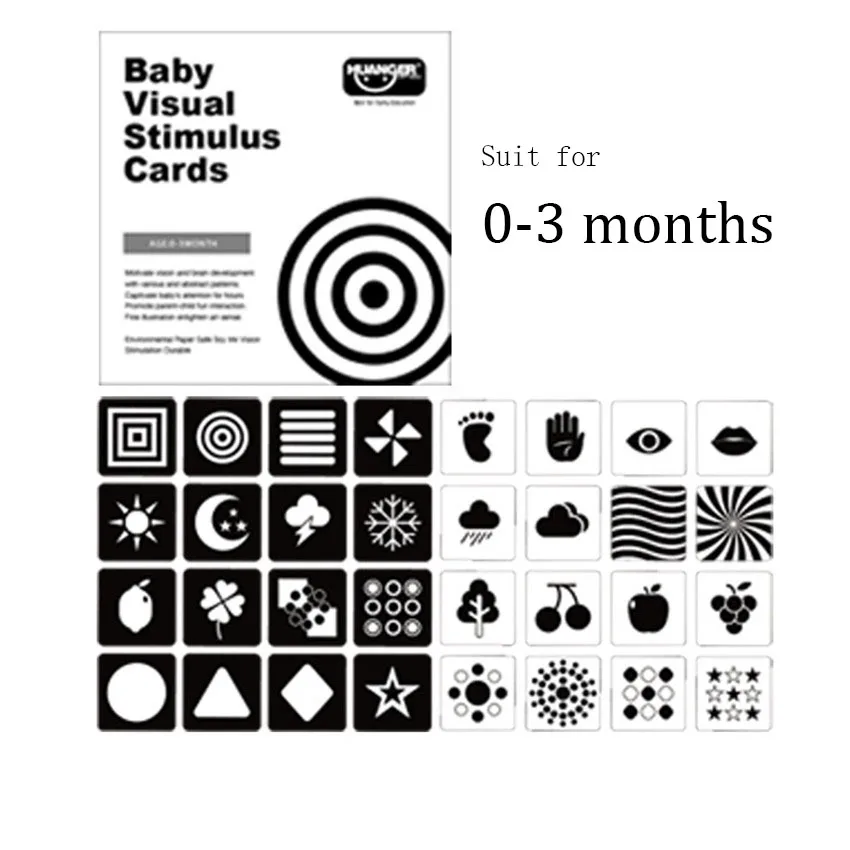 Black and white card baby early education card training for newborns, visual stimulation for babies, karaoke card
