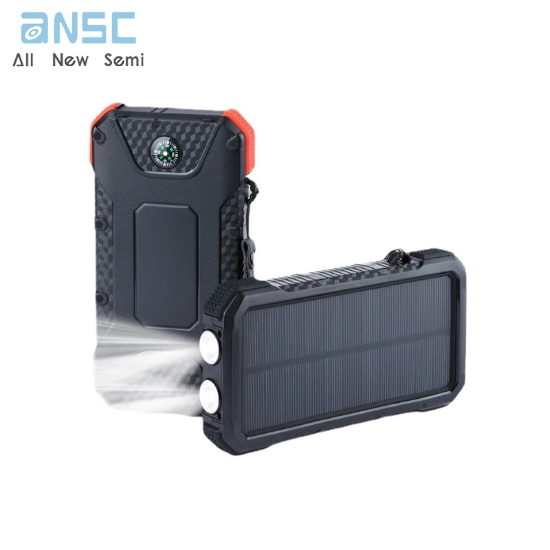 Hot selling monocrystalline silicon solar power bank 20000mAh three proof compass outdoor mobile power bank quality online