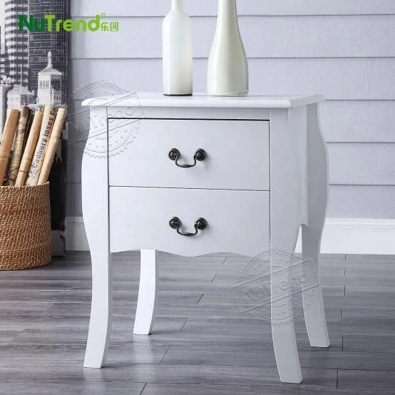 Retro Modern Living Room Small White Sofa Bed Side Corner Table  Vintage Bedroom 3 Drawers Wooden Night stand