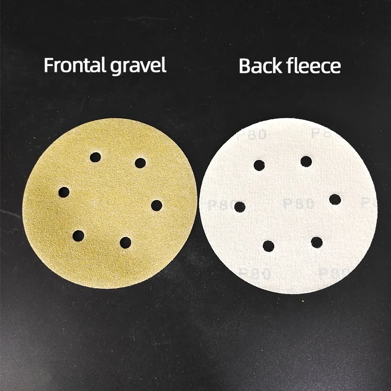 100 sheets of 6-inch 6-hole sandpaper round self-adhesive flocking sanding putty suitable for pneumatic grinder 150mm