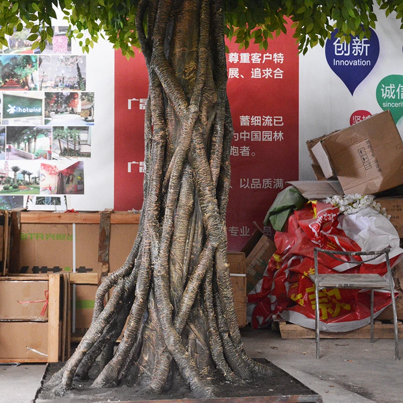 China silk green simulation trees artificial giant banyan tree ficus tree indoor artificial oak for sale