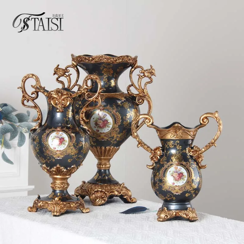 RS051 Arabic resin luxury vase French Antique Vase trophy type amphoras resin ornaments