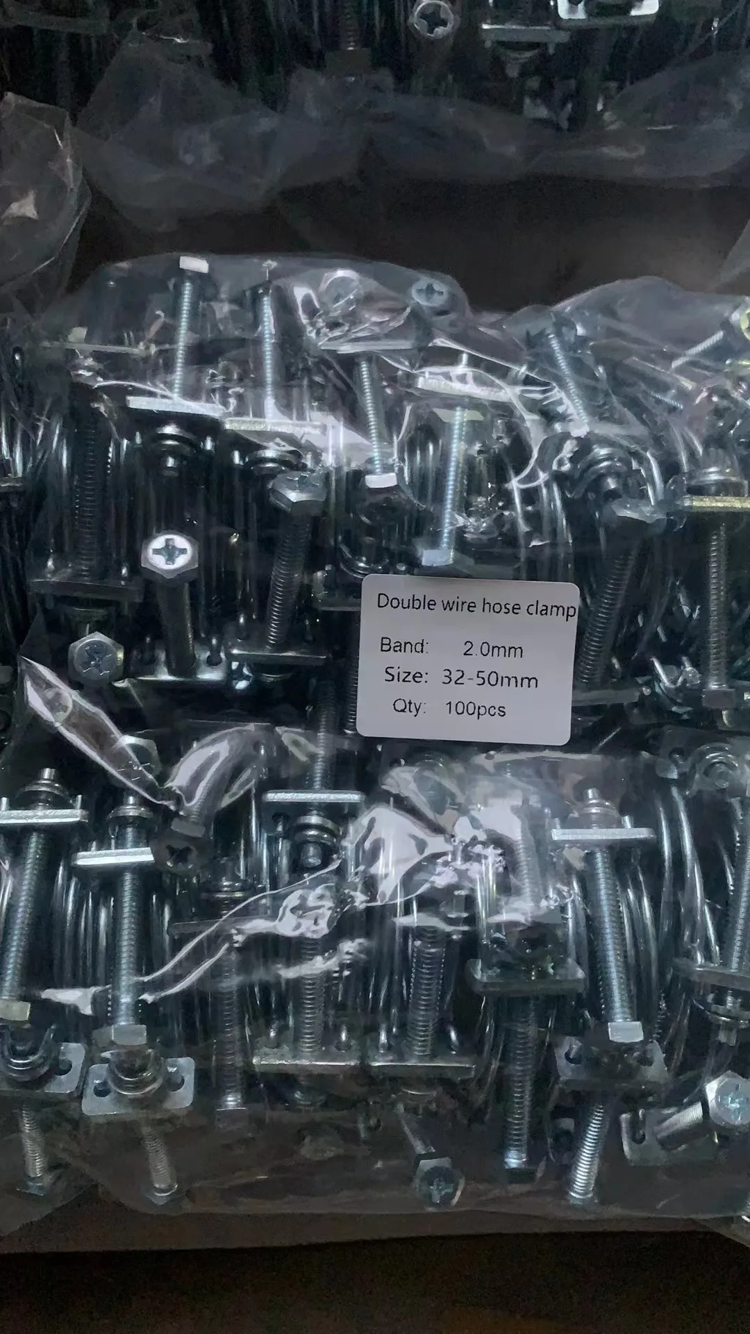 Stainless steel custom size adjustable double wire hose clamp