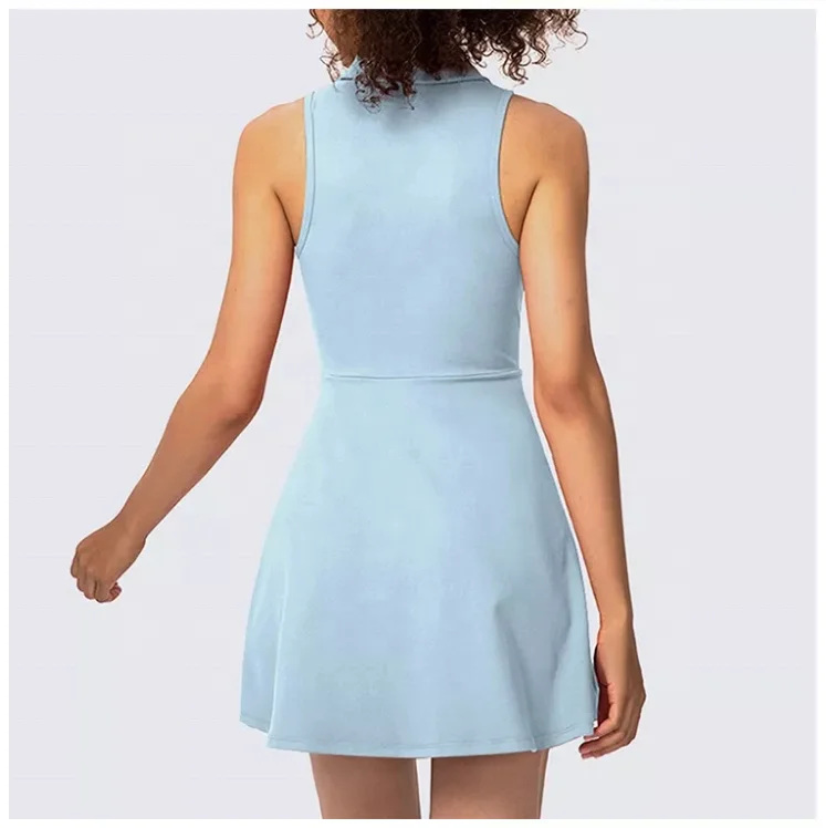 Пользовательский логотип, переработанная устойчивая нейлоновая одежда для тренировок, Женская теннисная юбка с шортами, платье для гольфа с воротником поло