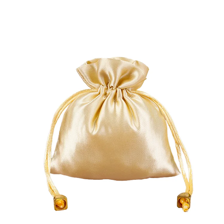 Customizable Logo Satin Striped Drawstring Smooth Silk Underwear Wig Dust Bag pocket gifts bag cosmetic bag