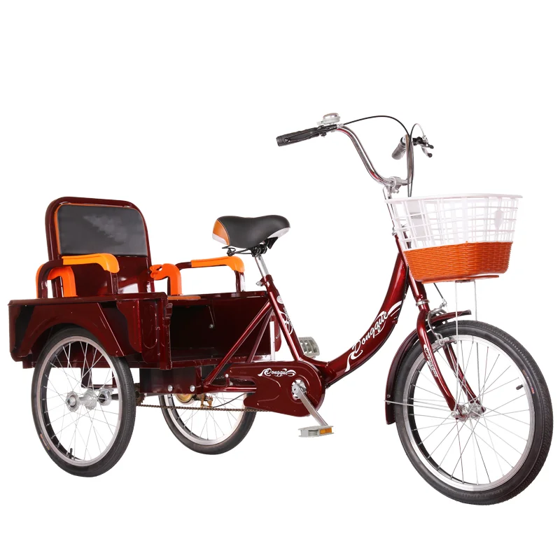 Single Speed 3-Wheel Cargo Bike for Adults and Children for Family Shopping Trips and Buying Vegetables