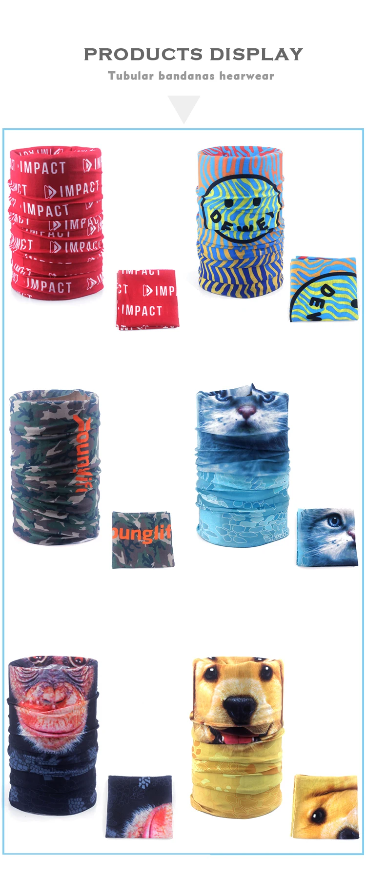 Factory custom design printed logo recycled RPET bandana seamless tubular bandana scarf face cover neck gaiter for sports