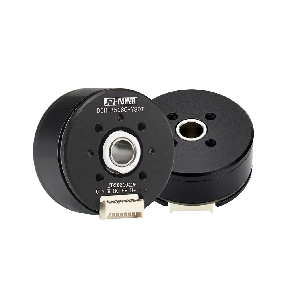 High quality JD-power DCH-3518C flat brushless outrunner hollow shaft gimbal 12v dc electric motor with switch hall sensor