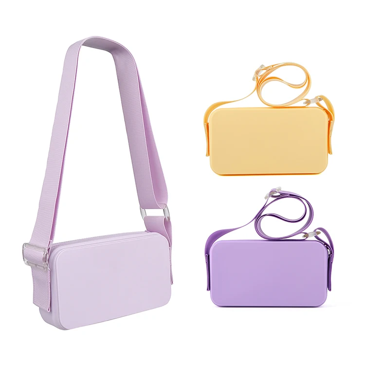 Hot Selling Silicone Sling Bag Plain Cross Body With Nylon Strap