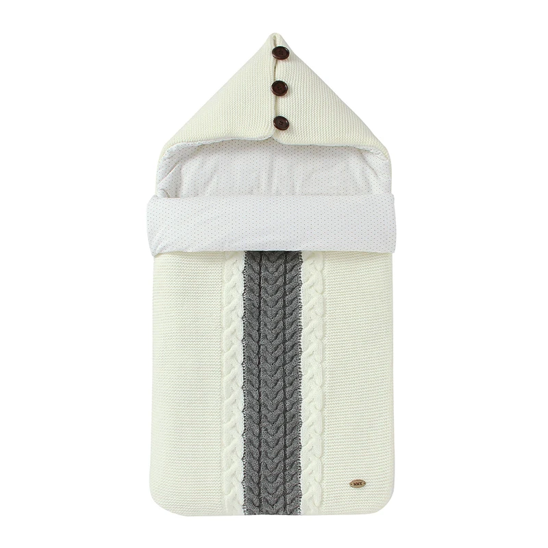 
Newborn Baby Warm Hooded Sleeping Bags Infant Button Knit Sleeping Bags Winter 