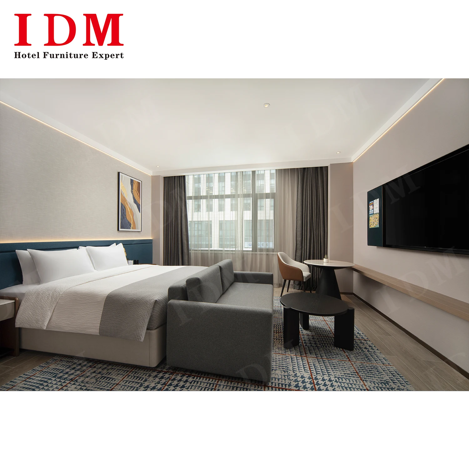 5 Star Hotel Furniture Deluxe Hilton Hotel Bedroom Set Customized Hotel Furniture