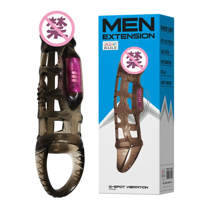 
Reusable vibrating penis head cover silicone Penis Sleeve Male Cock Ring sex toys vibrator extender penis sleeve for men 