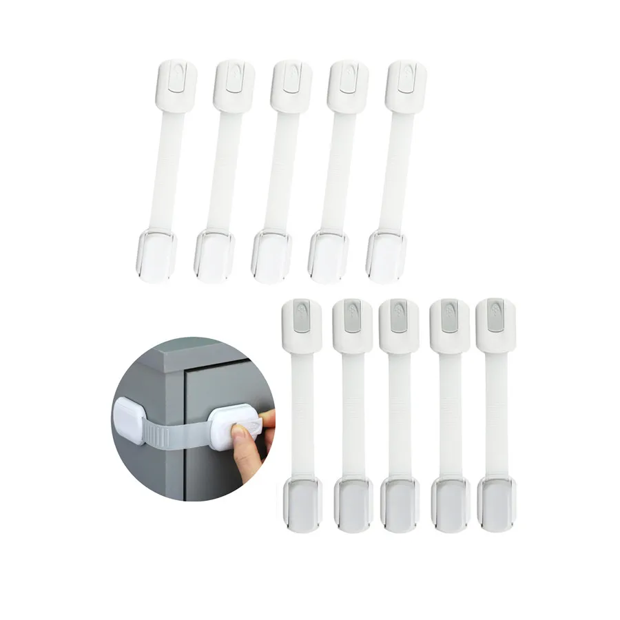Factory Supply 10 Pack Adjustable Child Safety Strap Locks Cabinet Locks For Refrigerator Freezer Locks