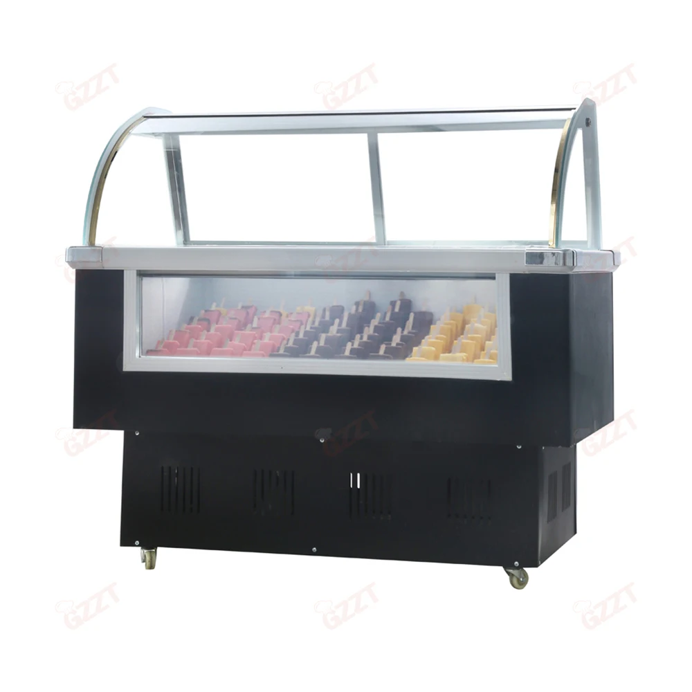 Economical Commercial Popsicle Fridge Fried Yogurt Ice Cream Gelato Display Showcase Refrigerator Freezer 7-Level Temperature