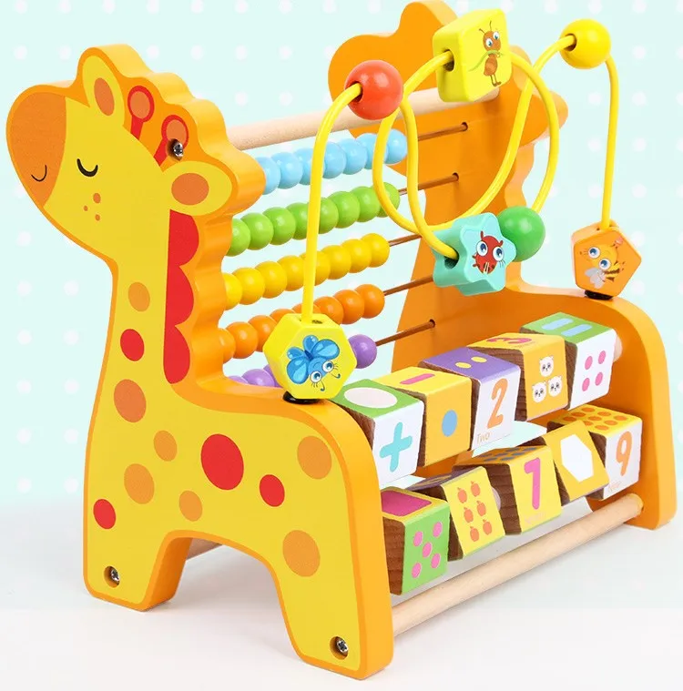 Multi-functional Early Educational Wooden Bead Calculation Frame Toys Abacus Moving Beads Kids Teaching Aids