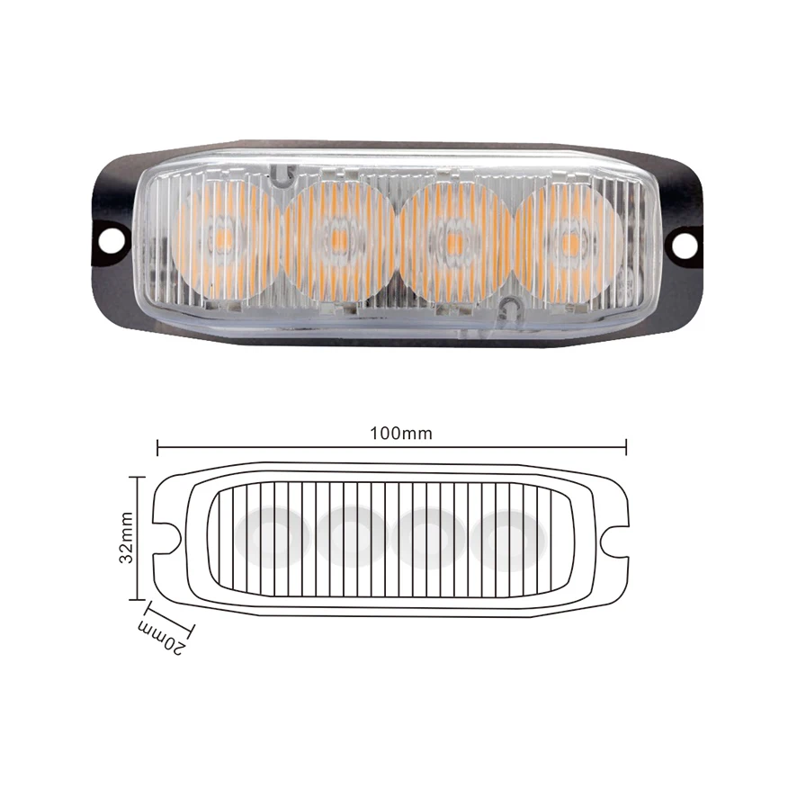 Red Amber White 12v 24v 12w Strobe Warning Light Emergency Beacon 4smd Car Truck Trailer Camion Hazard Flash Strobe Light