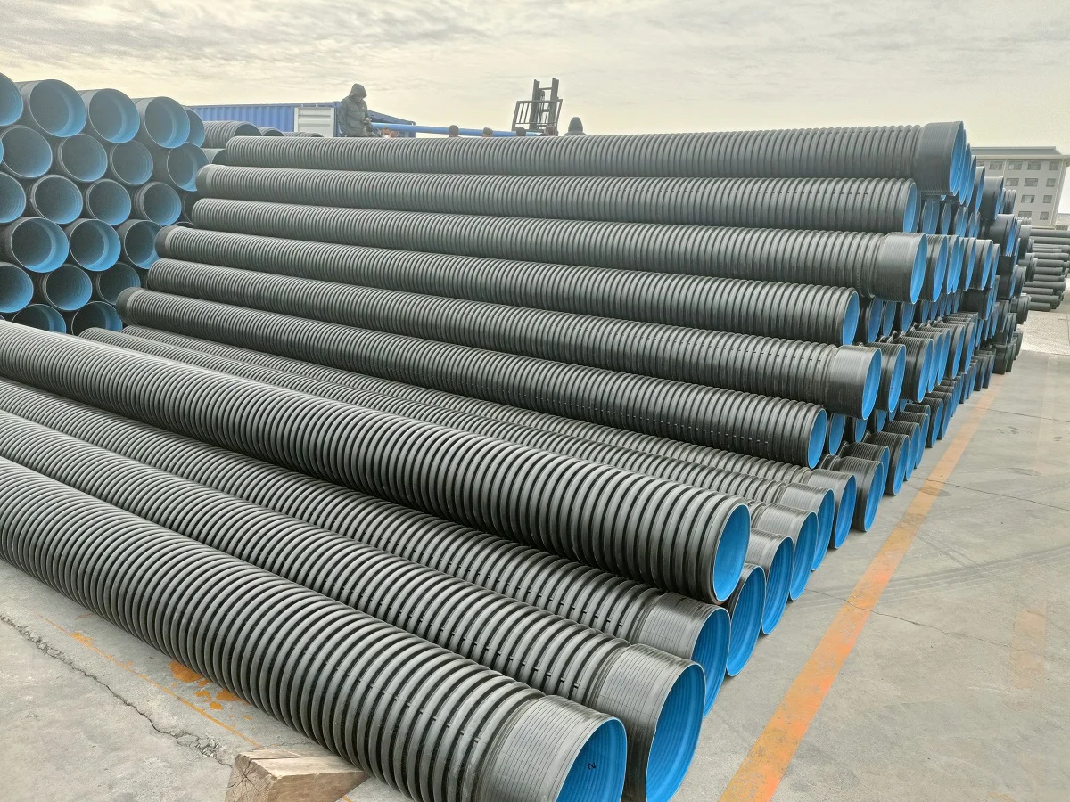 Factory Sale HDPE double wall corrugated pipe diameter 200 300 400 500 600 700 800 mm sn8 sn4