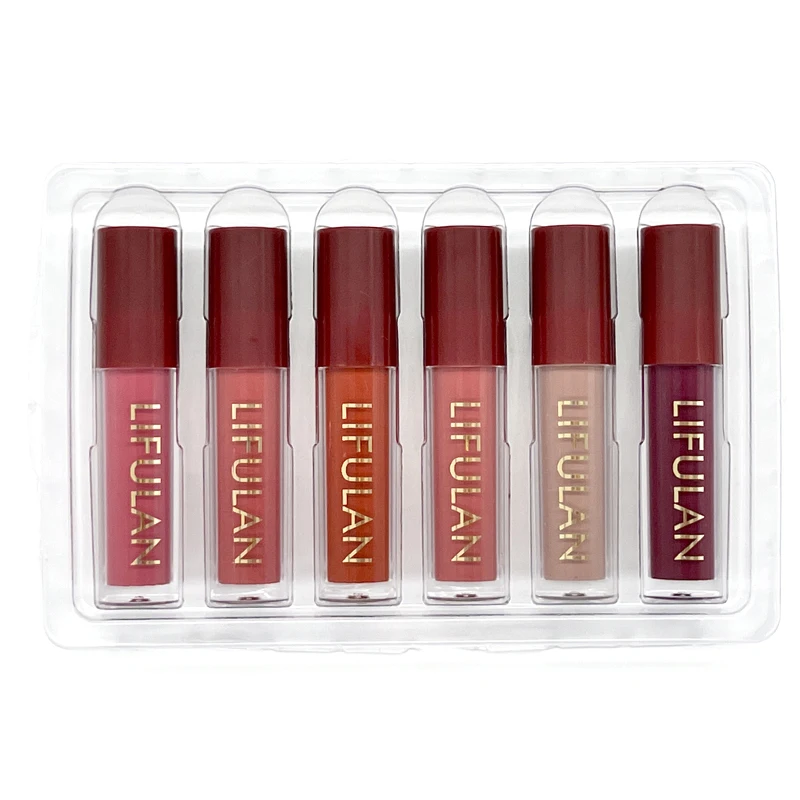 2024 New Model 6-Piece Matte Liquid Lipstick Makeup Set Long-Lasting Mineral-Based Waterproof Lipstick with Non-Stick Cup