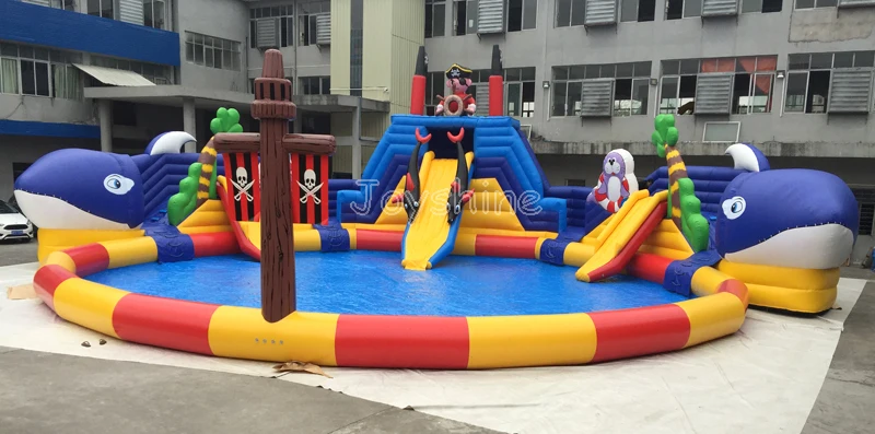 China Inflatable Water Park Manufacturer Water Play Equipment Whale Fun Park Slide With Pool