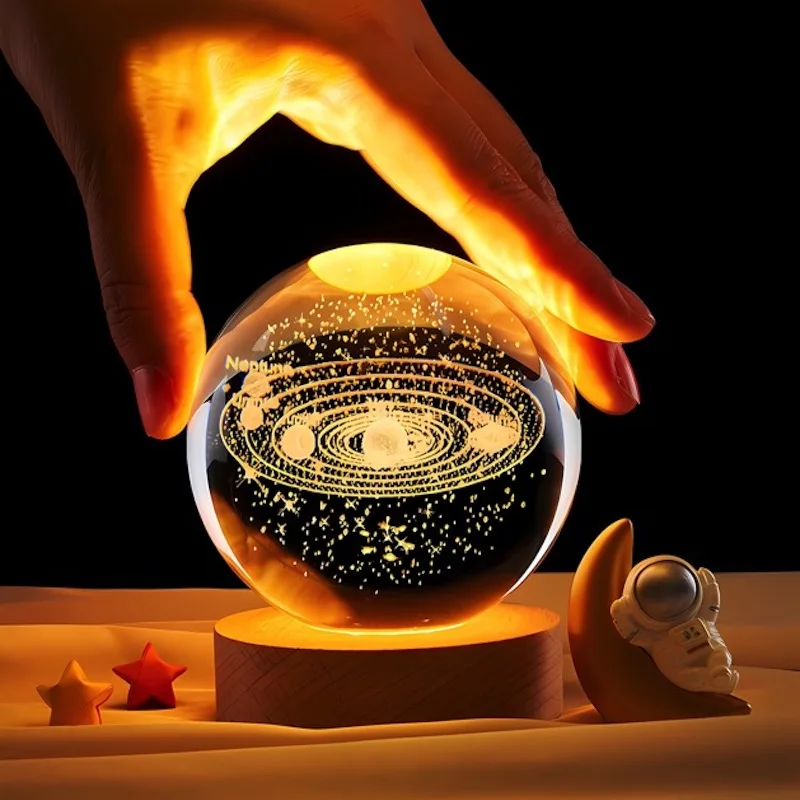 Wholesale Personalized 3D Ambient Lighting Orb Size and pattern customization Night Light Crystal Ball For Desktop Home Decor