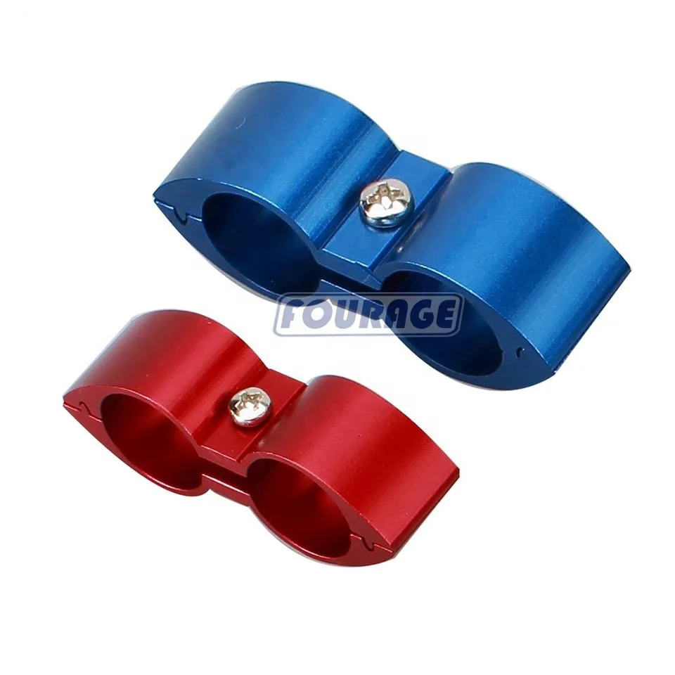 Aluminum Dual Hose Separator Divider 2 Holes Clamp Oil Fuel Line Braided Hose Separate Clamping