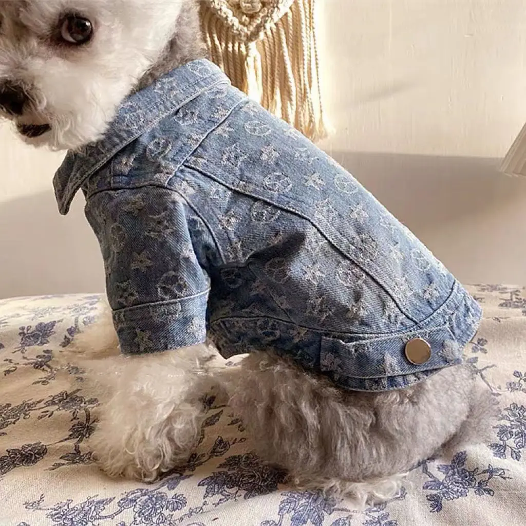 Осенне-зимняя джинсовая рубашка для домашних животных одежда Fadou Schnauzer teddy Shiba Inu Cat