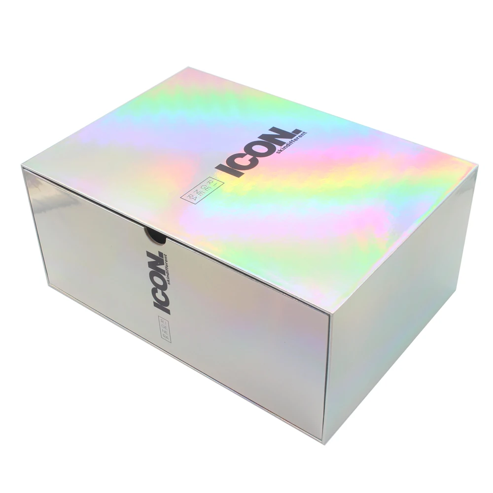 Hot Hologram Iridescent Laser Paper Reflection Drower Boxes Slide Holographic Drawer gift Box packaging