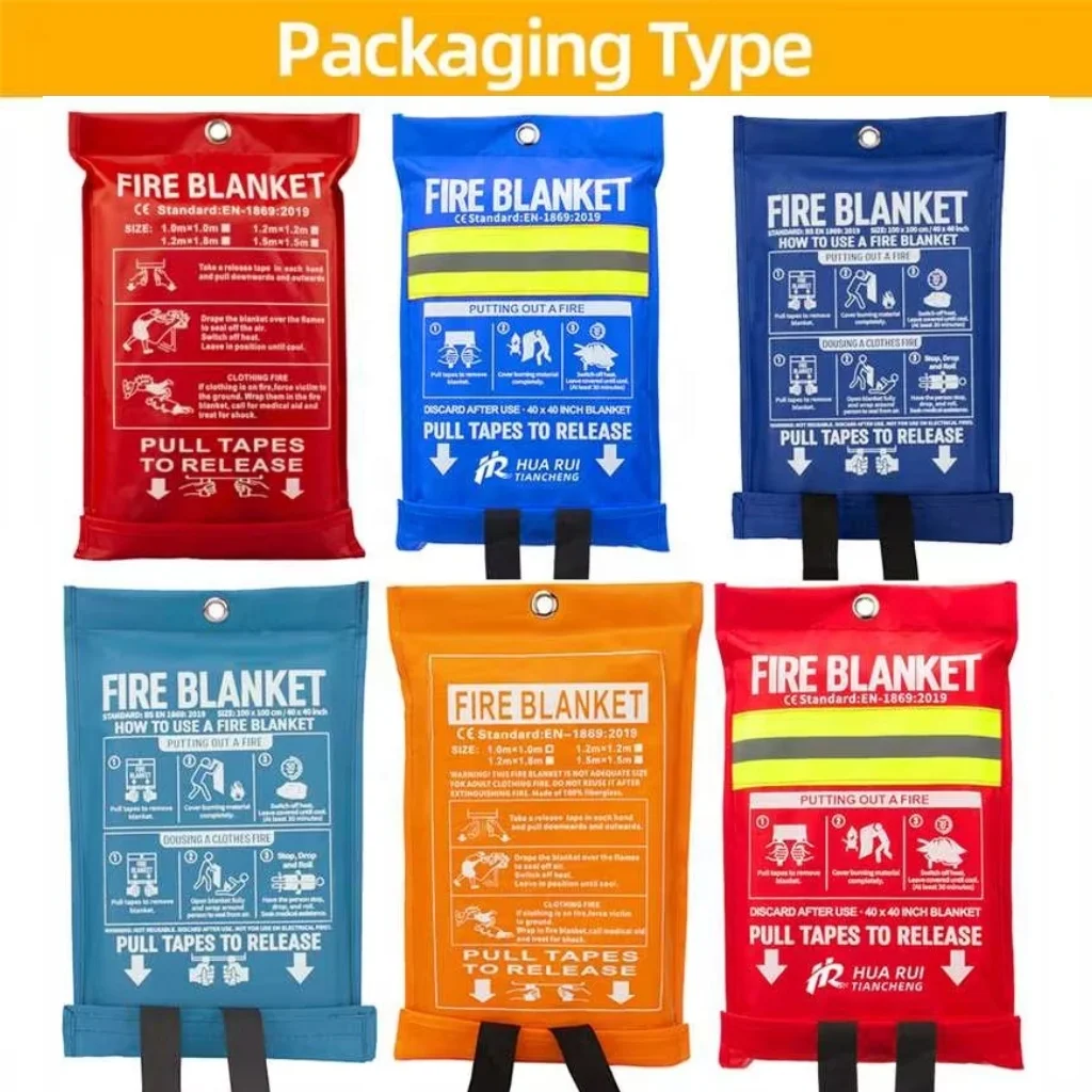 Wholesale 1m x 1m High Quality PVC Soft Bag Fiberglass Fire Blanket for Home