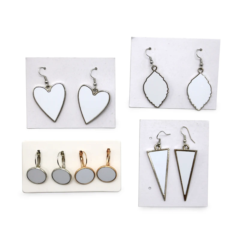 Custom Heart Shape Design Blank Sublimation Double-sided Earrings with Hardware