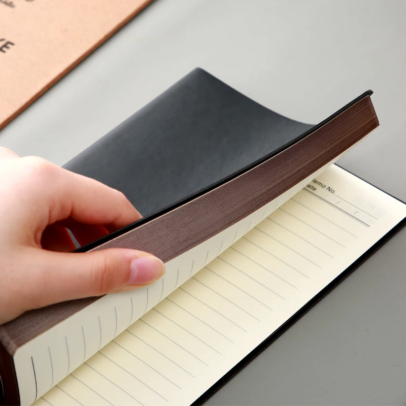 Китайский профессиональный производитель кожаный журнал cuadernos Пользовательский логотип черный блокнот мягкий