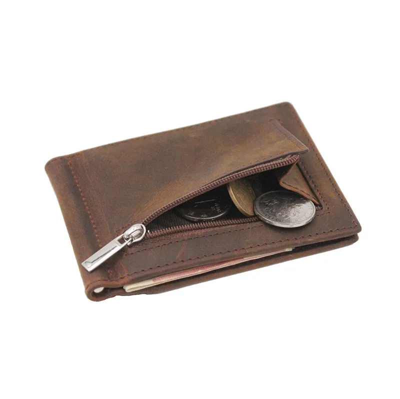 Hot Selling Rfid Blocking Minimalist Slim Wallet Crazy Horse Genuine Leather Wallet Men