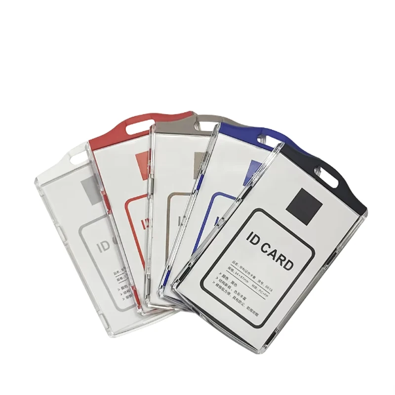 New Arrival Plastic Vertical Name Card Id Card Holder Wholesale Open Behind Back Cover Design Waterproof Work Card Holder