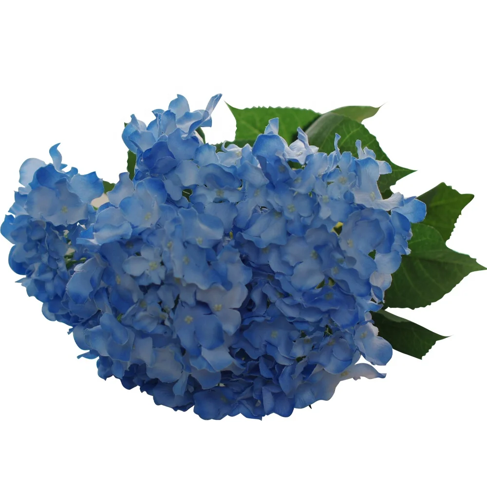 Home decoration Artificial silk baby blue 7 heads Hydrangea flower bouquets supplier
