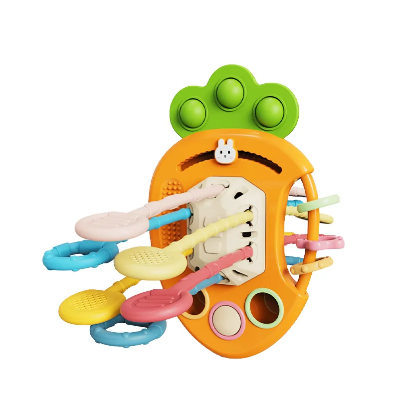 2024 New Silicone Pull Cord Activity Toddler Sensory Toys Baby Silicone Pull String Toys For Baby