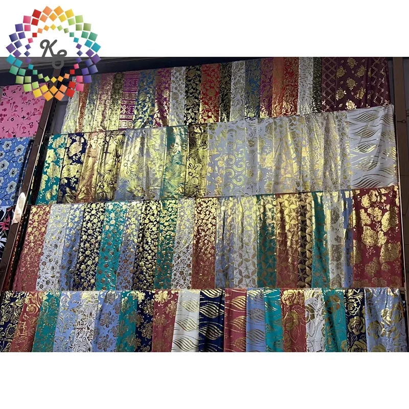 Cheap Shaoxing Stocklot 100% Rayon Gold Foil Rayon Viscose Challis Fabric