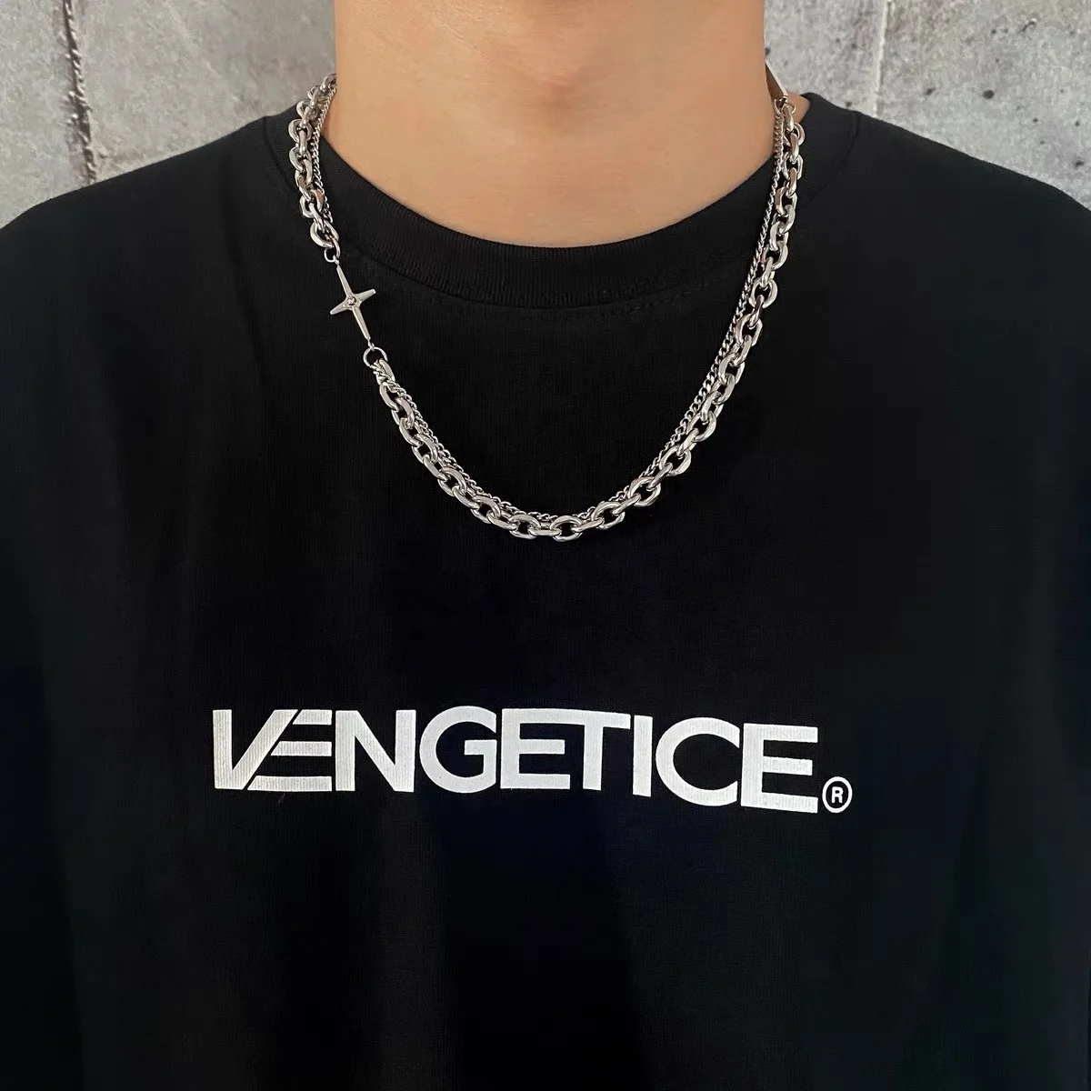 VAF Multi Layered Stainless Steel Cross Necklace Layered Diamond Tiny Damen Kreuz Edelstahl Halskette Pendant Necklace