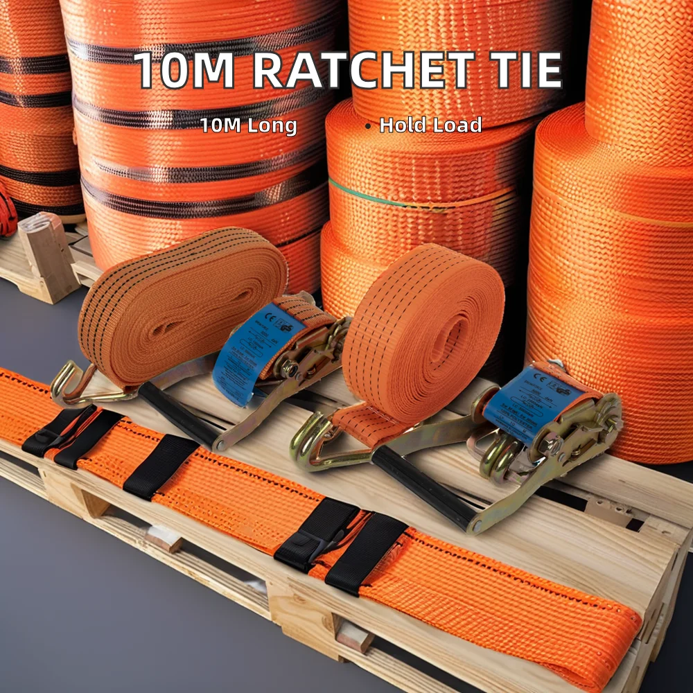 Certified GS Professional 10m Polyester PP Ratchet Tie down Tensioner with J Hook Custom Size Cargo Lashing Strap Belt for Truck