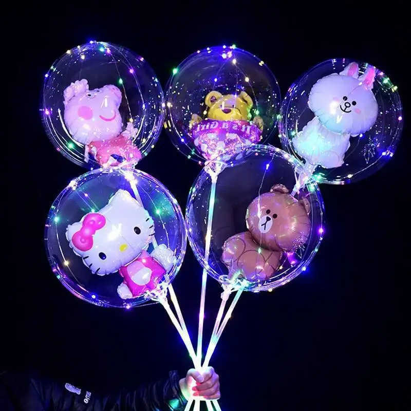 LED Bobo Balloons Light Up Balloons Clear Helium Bubble Glow Balloons with String Lights for Birthday Wedding Decoration