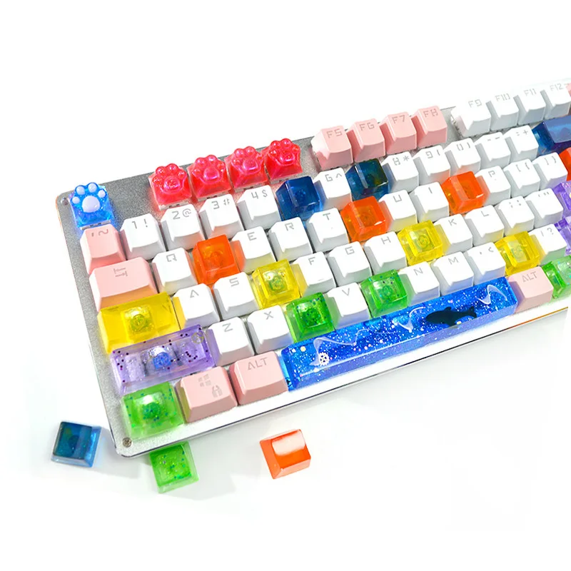 1pcs Manual Mechanical Gaming Keyboard Mold Computer PC Gamer Pet Paw keycaps Silicone Molds Dried Flower Resin Craftsor resin