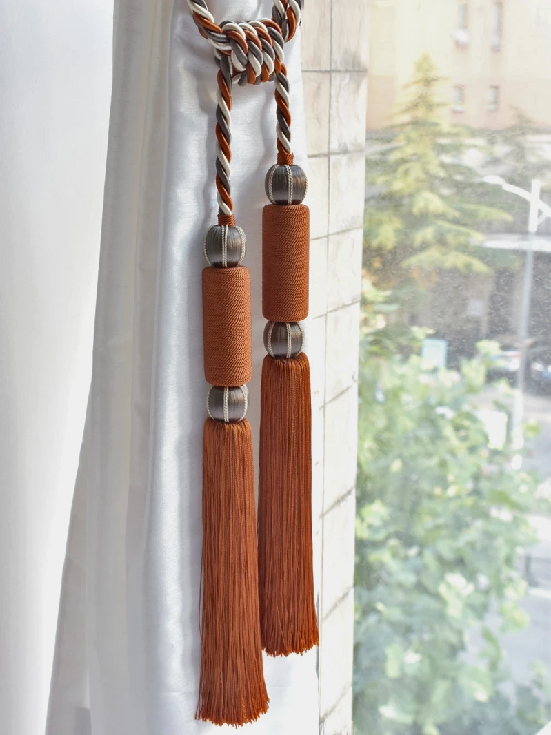 Ink painting curtain accessories tassels trimmings Chinese style tassel curtain country club cream tassel beaded curtain string