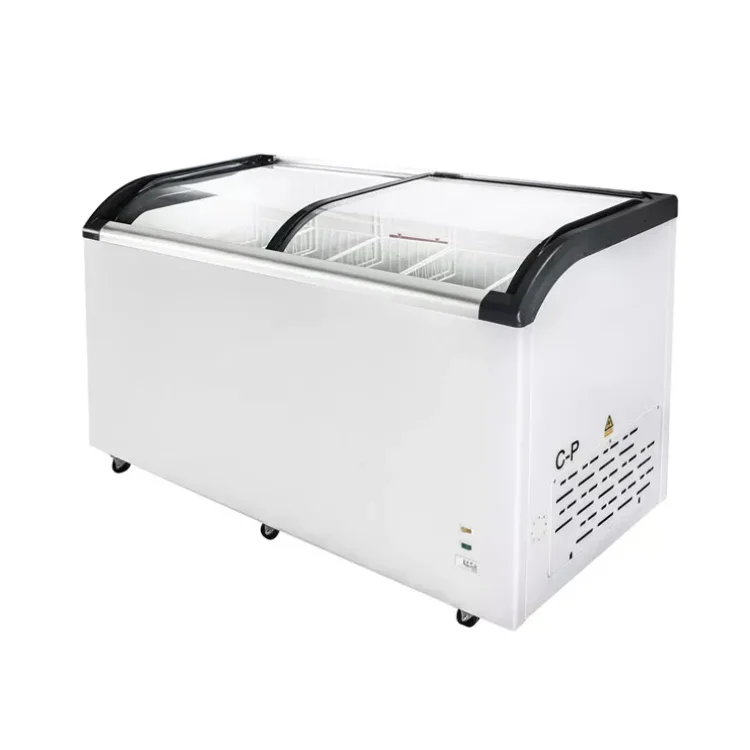 Supermarket Auto Defrost Top Open Glass Door Combine Display Showcase Chest Deep Island Freezer