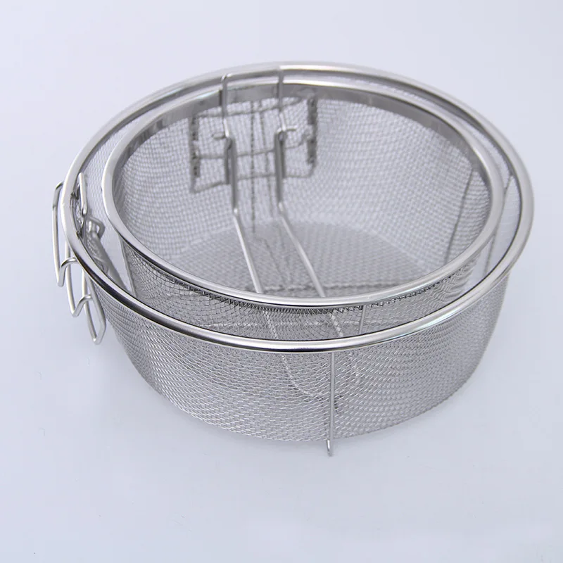 Factory Manufacture Folable Fry Basket Stainless Steel Mesh Deep Fryer Basket